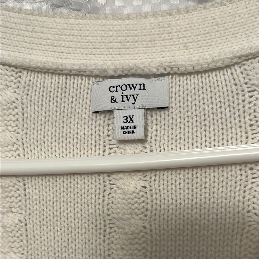 Crown & Ivy Cream Cable Knit Cardigan - Picture 2 of 7